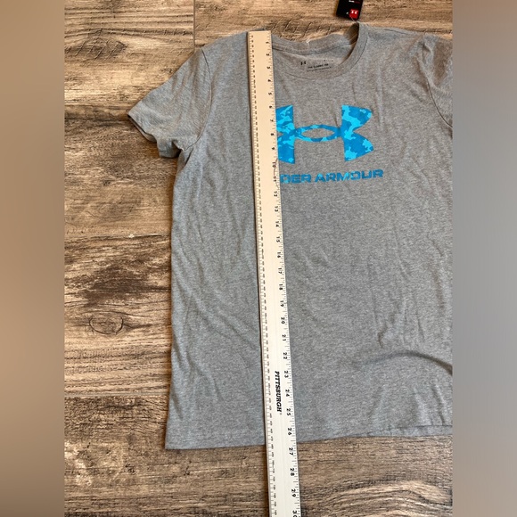 UNDER ARMOUR Womens Sportstyle Graphic T-SHIRT GREY /BLUE  Size MEDIUM NWT #96 - Picture 6 of 11